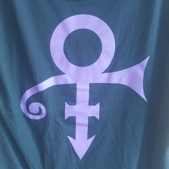 Prince Tops - Prince Symbol Unisex Short Sleeve T-shirt Large Black Purple Round Neck Y2K